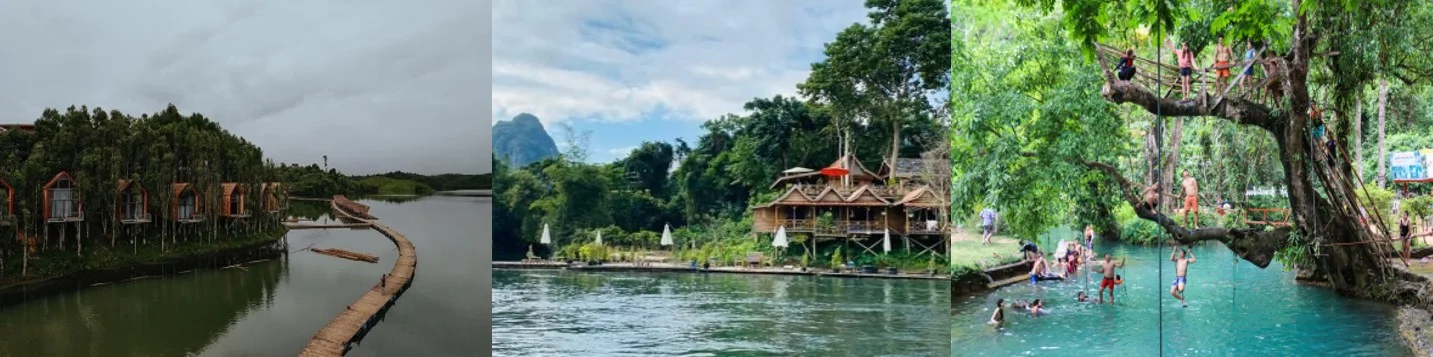 Nam Lik River Floating Rafts & Karsts
